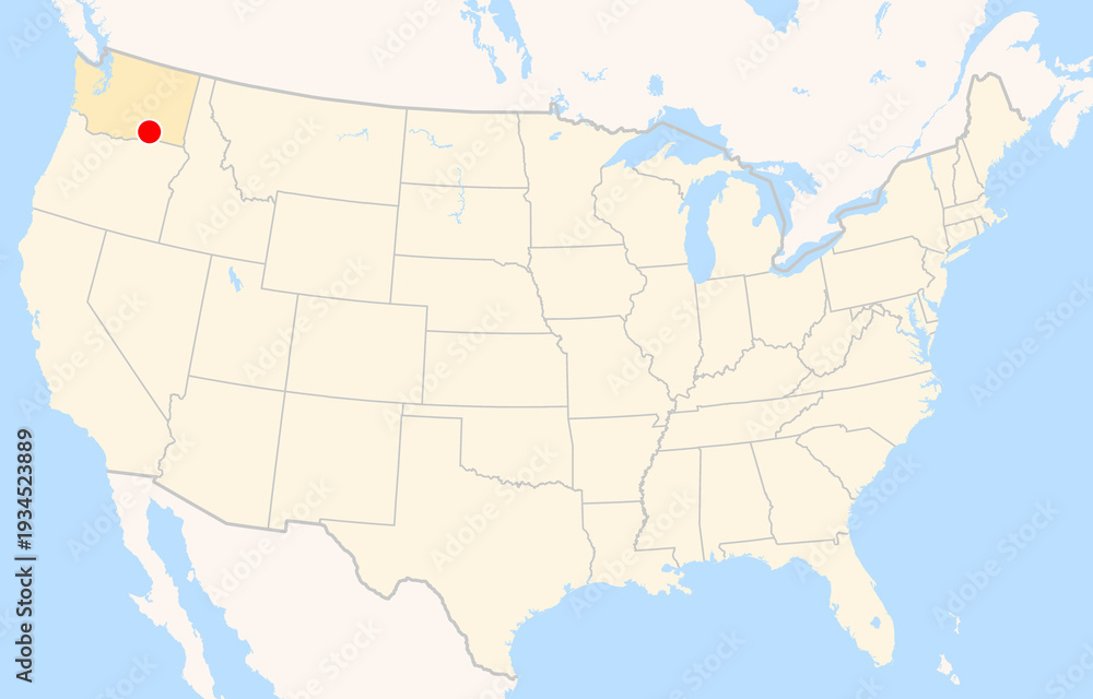 Fototapeta premium Location Map of Tri-Cities Airport (Pasco, Washington, USA). IATA-code: PSC. No labels at all.