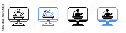 Press Conference and Online News Broadcasting Icon Vector illustration editable