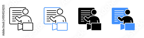 Media Presentation and Video Journalism Icon Vector illustration editable