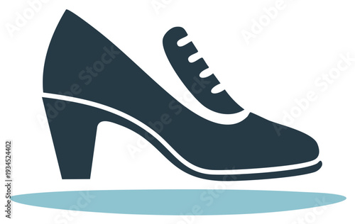 Elegant Heeled Shoe with Laces Flat Vector Icon Design Style