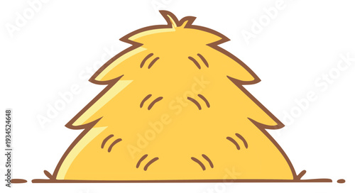 Cartoon Haystack in a Field Illustration Farming Harvest Agriculture Rural Landscape Crop Heap Golden Isolated Vector