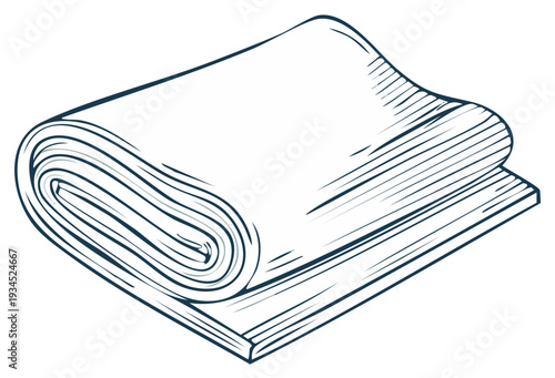 Line art illustration of a rolled fabric textile bolt or paper material
