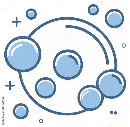 Blue Bubbles Floating Icon Illustration for Cleaning, Washing, and Hygiene Concepts