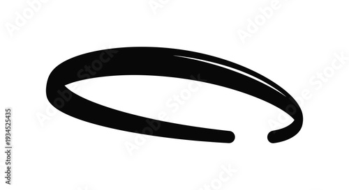 A sleek minimalist black bracelet with an open design is dramatically presented as a striking silhouette high quality