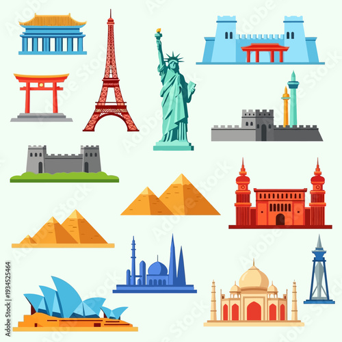 Famous Landmarks Collection: Global Icons of Architecture and Travel