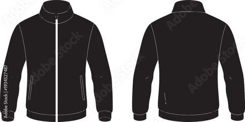 Black Jacket Front and Back View Isolated