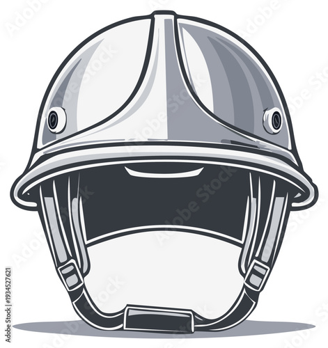 Silver fireman helmet icon illustration emphasizing safety and protection equipment with professional vector style and fire service design