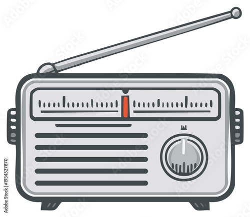 Vintage Style Radio Receiver with Antenna and Analog Dial
