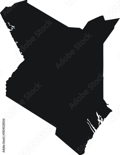 A black silhouette of kenya shaped like a giraffe's head and neck Vector
