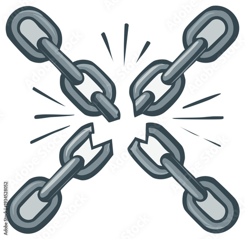 Conceptual illustration of breaking chains symbolizing freedom, liberation, and overcoming barriers.