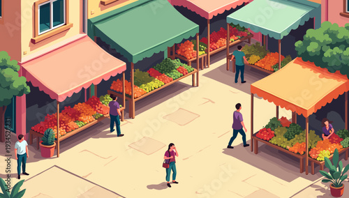 A contemplative scene of a man browsing a vibrant flower stall. Ideal for illustrating concepts like weekend leisure, local businesses, or a relaxed l