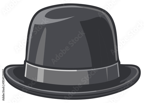 Black Bowler Hat Illustration Classic Headwear Design Graphic