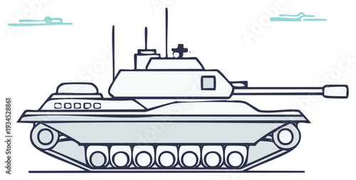 Modern Military Tank Vehicle Illustration Silhouette Isolated