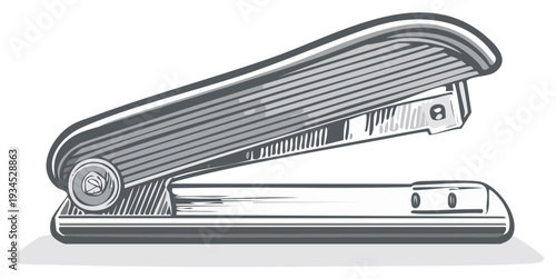 Classic Metal Stapler Office Supply Stationery Tool With Ribbed Handle Detail