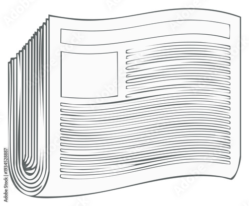 Open Newspaper Pages with Text and Image Placeholder Graphic Illustration