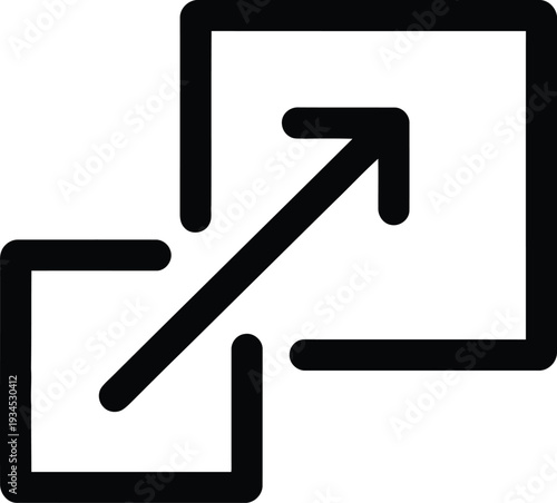Modern icon depicting data transfer or syncing between two screens or devices Vector