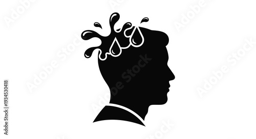 A striking black profile of a man s head adorned with flowing abstract shapes a creative silhouette high quality