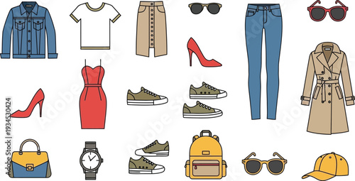 Collection of women's fashion clothing and accessories for everyday style