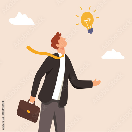 Bussiness idea , Innovation idea to drive success, business innovative solution, community or invention help company achieve goal concept, business people carry big smart lightbulb innovation idea.
 