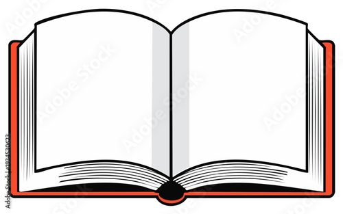 Open book with blank pages and red cover ready for text or design concept
