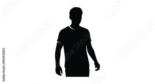 A stark black silhouette of a man wearing a cap and casual clothing presenting a strong visual contrast silhouette
