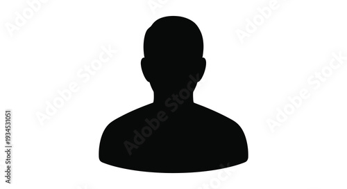A simple stark black silhouette of a man s head and upper torso against a white background silhouette