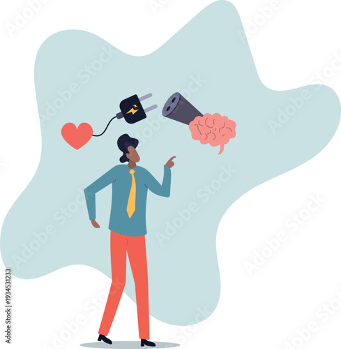 Emotional Intelligence, EI or control feeling and emotion with logical thinking brain, empathy or social skill,human life and situation.