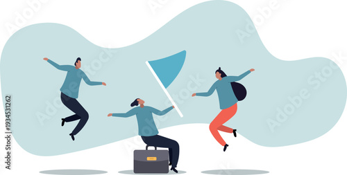 Leadership team leader to lead team to success, company ceo win business competition together,human life and situation.