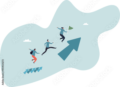 Sustainable growth, long term success or growing business with winning strategy, improvement or steps to team success, productivity.human life and situation.