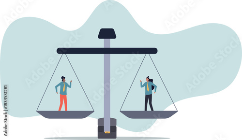 Gender equality, workplace fairness, justice or law, diversity corporate employee, comparison or balance scales, equilibrium.human life and situation.