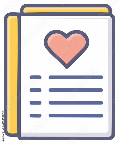 Wish list icon with a heart symbol representing favorites health or donation
