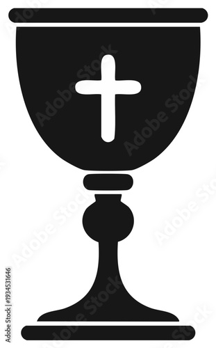 Black silhouette of a chalice with a cross symbol, representing communion and sacred ritual