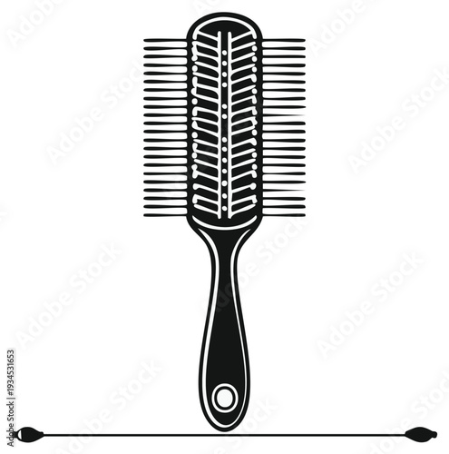 Illustration of a Hairbrush Icon in Black and White for Beauty and Haircare.