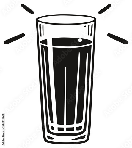 Tall glass of liquid with light streaks illustration
