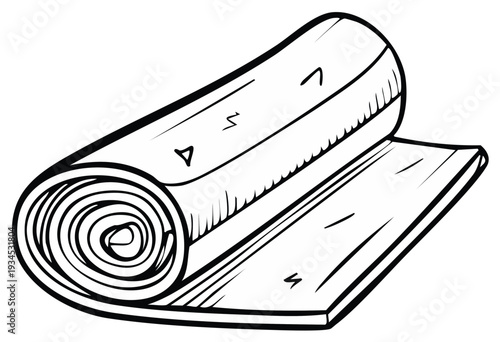 Rolled Up Mat Surface Illustration Outline Drawing