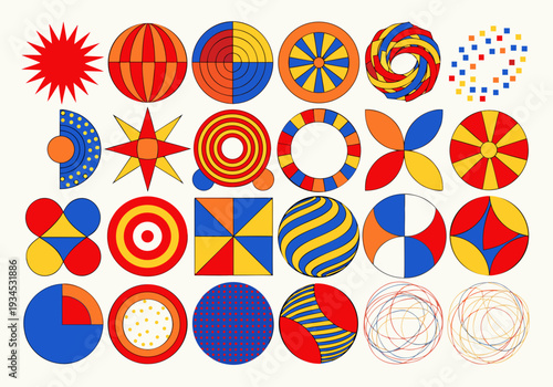 Modify the prompts Set of  geometric shapes. Memphis design, retro elements for web, vintage, advertisement, commercial banner, poster, leaflet, billboard, sale. Collection trendy halftone vector 2