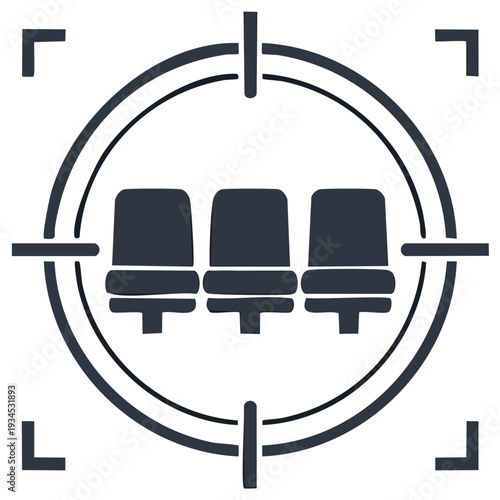 Row of Audience Seats in Focus Target Graphic Icon Symbol