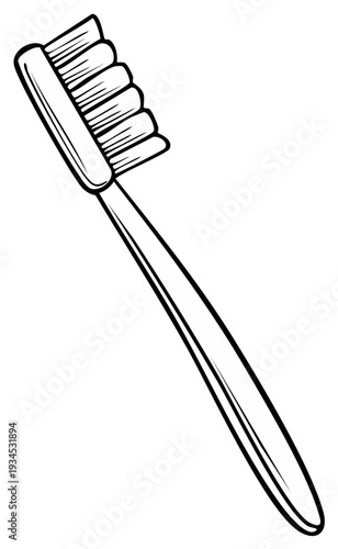 Toothbrush Black and White Illustration Cleaning Dental Hygiene Single Object Tool