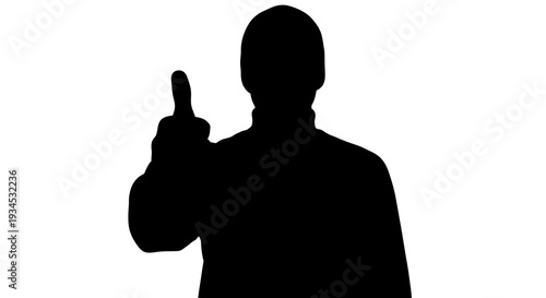 Silhouette of man pointing finger.