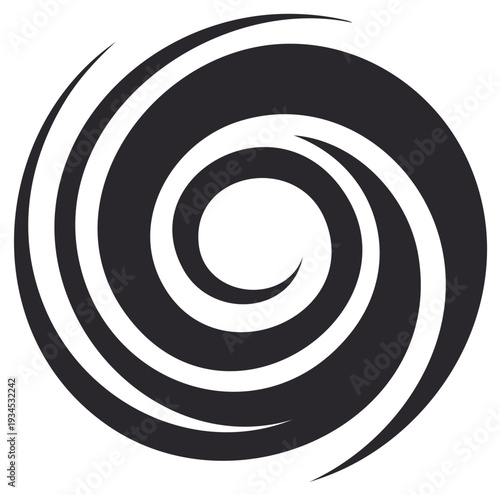 Abstract circular spiral symbol with dynamic swirling vortex lines