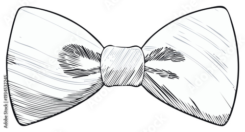 Classic Black and White Bow Tie Hand Drawn Illustration Formal Mens Fashion Accessory