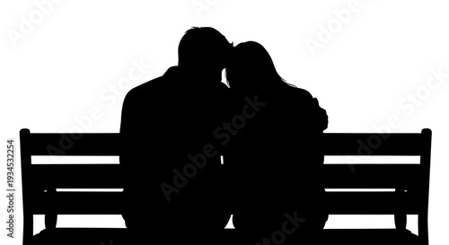 Silhouette of Couple Sitting Together.