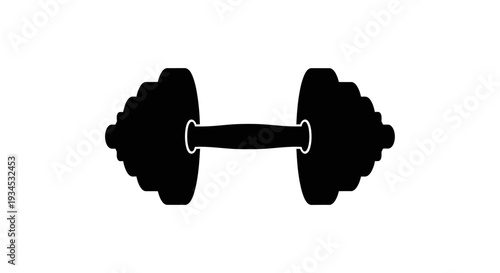 Black silhouette of a dumbbell weight.