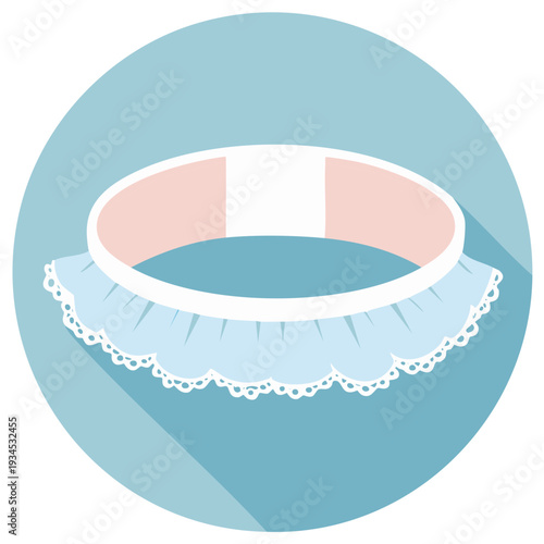 Stylized Baby Bib with Ruffled Edge and Lace, Pastel Pink and Blue Flat Design