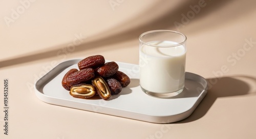 glass of milk and ajwa dates