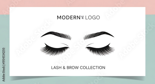 A modern logo design for a lash and brow collection featuring closed eyes with long eyelashes