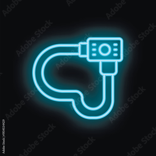 Blue neon sign representing a colonoscopy procedure, highlighting the importance of digestive health and early detection