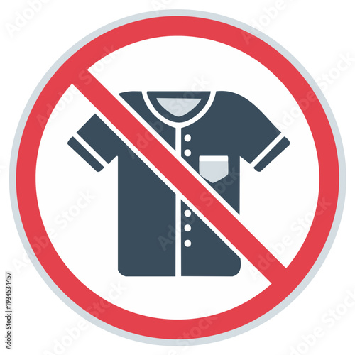No shirt allowed dress code policy prohibition sign vector graphic symbol illustration icon