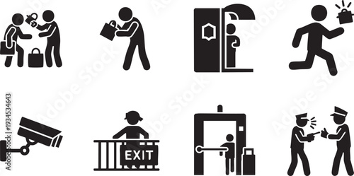 Airport Security and Baggage Screening Icon Collection