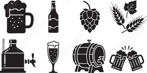 Brewery, Beer, and Craft Beverage Icon Set